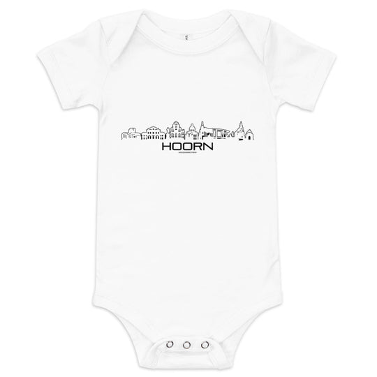 Baby Rompertje Hoorn White 3-6m houten cadeau decoratie relatiegeschenk van WoodWideCities