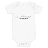 Baby Rompertje IJmuiden White 3-6m houten cadeau decoratie relatiegeschenk van WoodWideCities