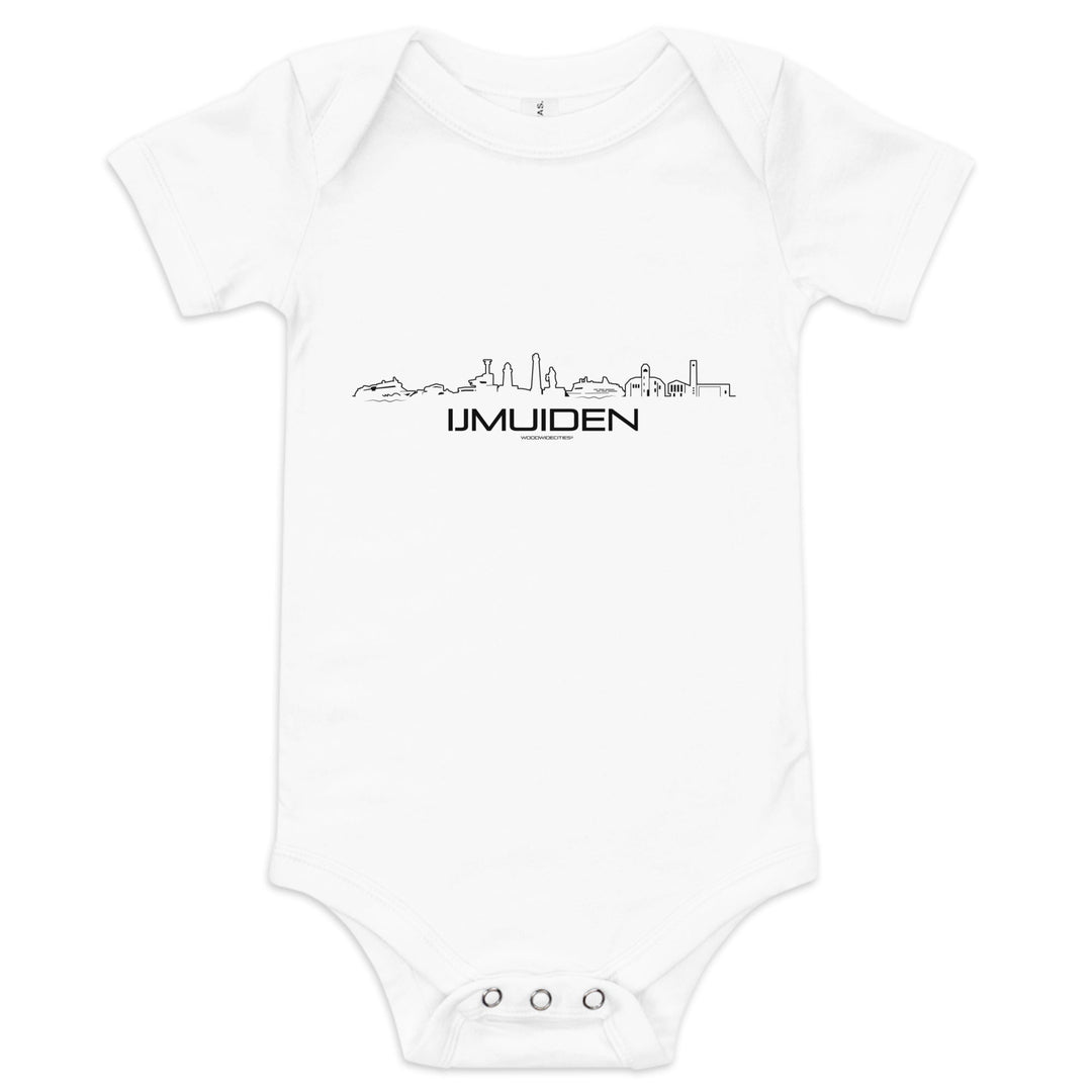 Baby Rompertje IJmuiden White 3-6m houten cadeau decoratie relatiegeschenk van WoodWideCities
