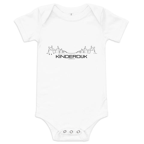 Baby Rompertje Kinderdijk White 3-6m houten cadeau decoratie relatiegeschenk van WoodWideCities