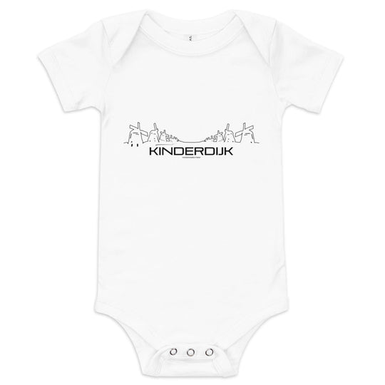 Baby Rompertje Kinderdijk White 3-6m houten cadeau decoratie relatiegeschenk van WoodWideCities