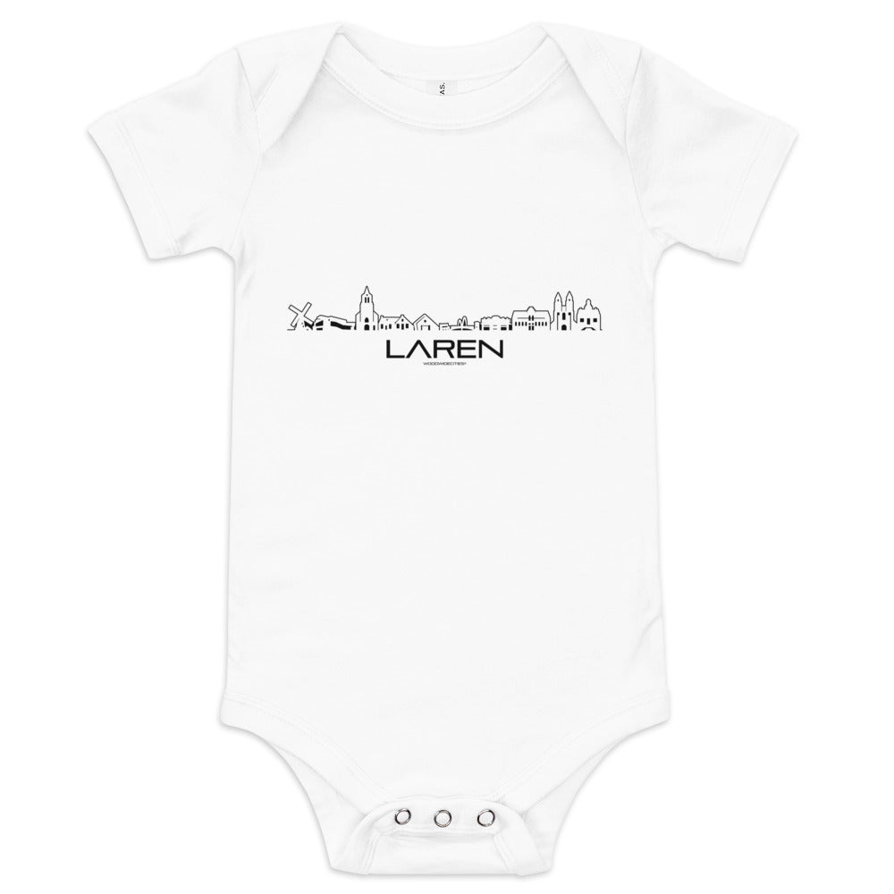 Baby Rompertje Laren Wit 3-6 m houten cadeau decoratie relatiegeschenk van WoodWideCities