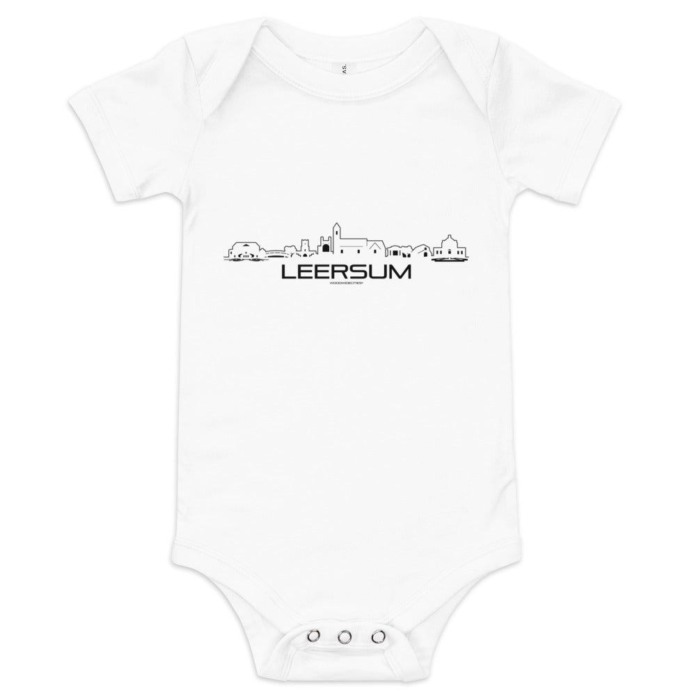 Baby Rompertje Leersum Wit 3-6 m houten cadeau decoratie relatiegeschenk van WoodWideCities