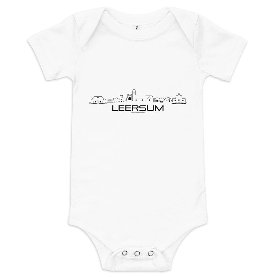 Baby Rompertje Leersum Wit 3-6 m houten cadeau decoratie relatiegeschenk van WoodWideCities