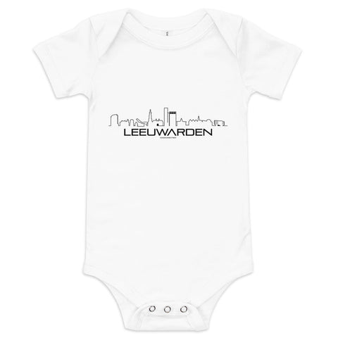 Baby Rompertje Leeuwarden White 3-6m houten cadeau decoratie relatiegeschenk van WoodWideCities