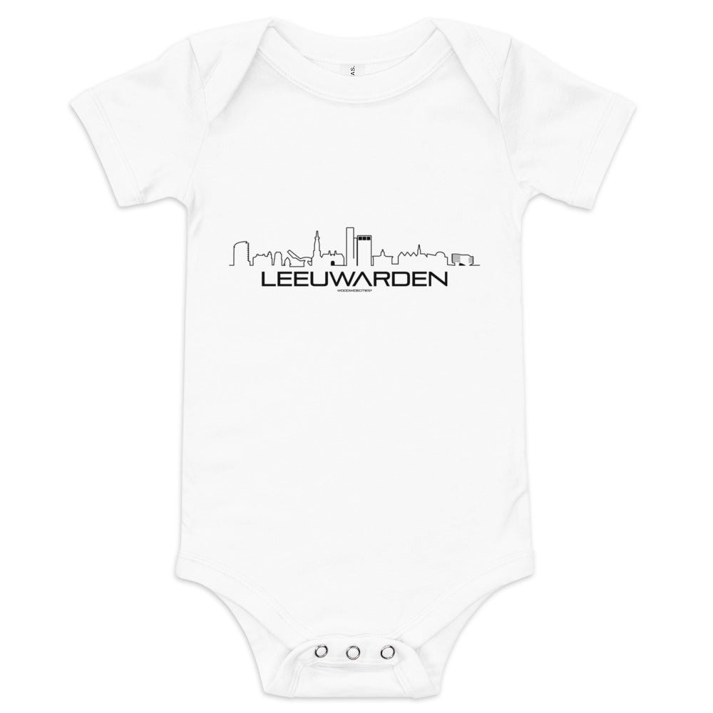Baby Rompertje Leeuwarden White 3-6m houten cadeau decoratie relatiegeschenk van WoodWideCities