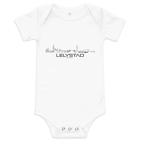 Baby Rompertje Lelystad White 3-6m houten cadeau decoratie relatiegeschenk van WoodWideCities