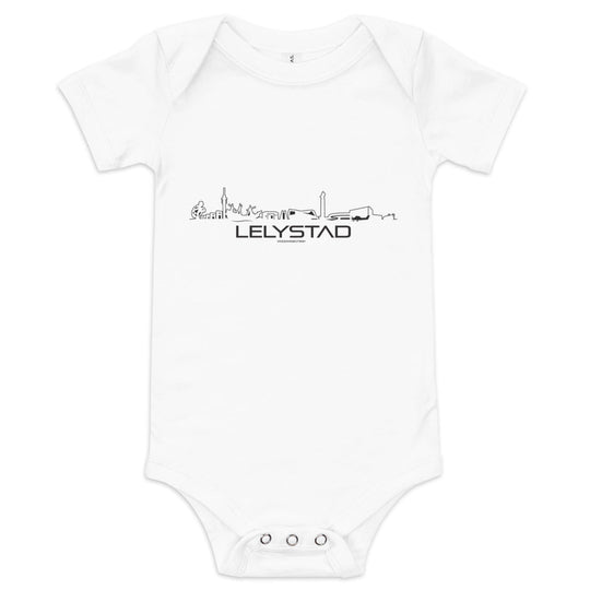 Baby Rompertje Lelystad White 3-6m houten cadeau decoratie relatiegeschenk van WoodWideCities