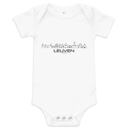 Baby Rompertje Leuven White 3-6m houten cadeau decoratie relatiegeschenk van WoodWideCities