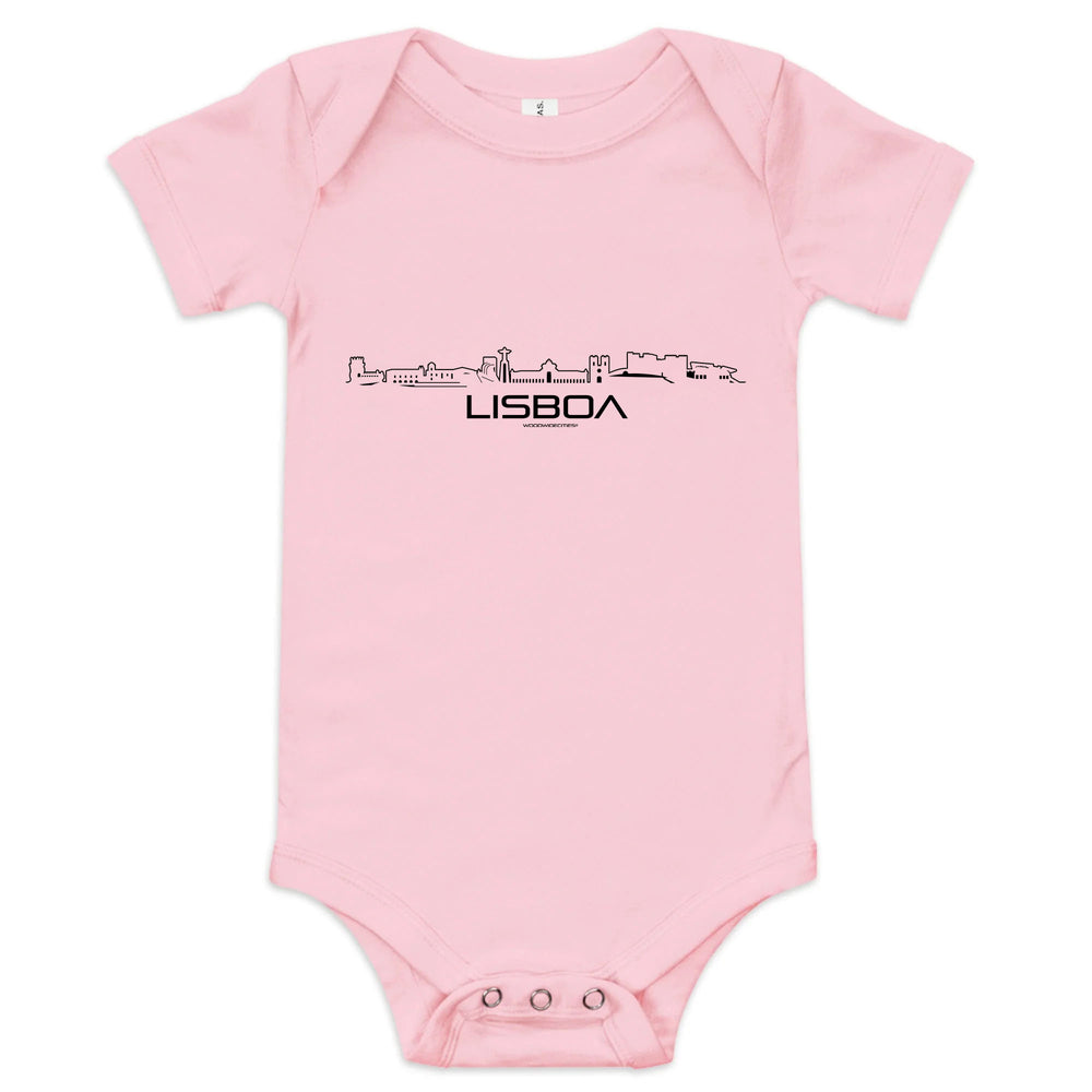 Baby Rompertje Lisboa uniek cadeau voor baby geboren in Lisboa geschenk van WoodWideCities