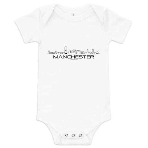 Baby Rompertje Manchester White 3-6m houten cadeau decoratie relatiegeschenk van WoodWideCities