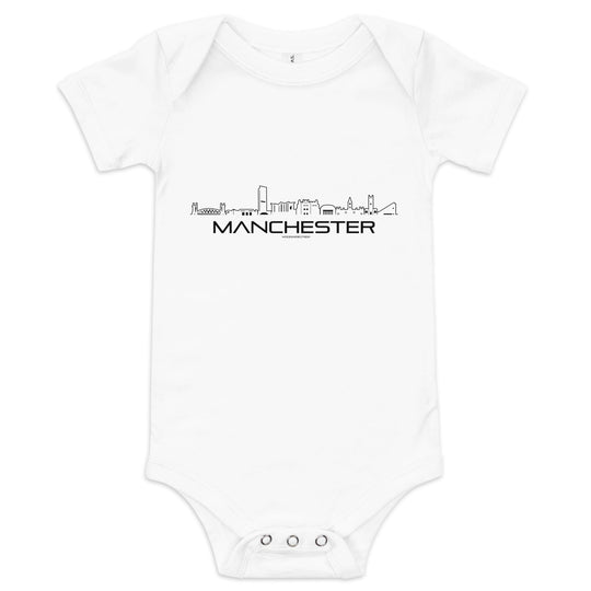 Baby Rompertje Manchester White 3-6m houten cadeau decoratie relatiegeschenk van WoodWideCities