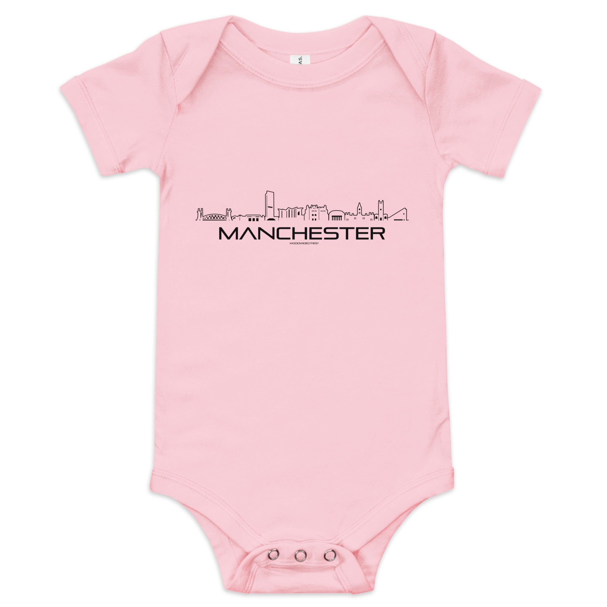 Baby Rompertje Manchester Pink 3-6m houten cadeau decoratie relatiegeschenk van WoodWideCities