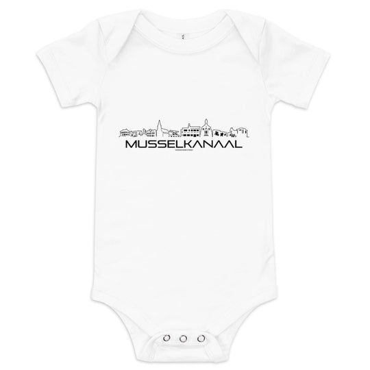 Baby Rompertje Musselkanaal houten cadeau decoratie relatiegeschenk van WoodWideCities