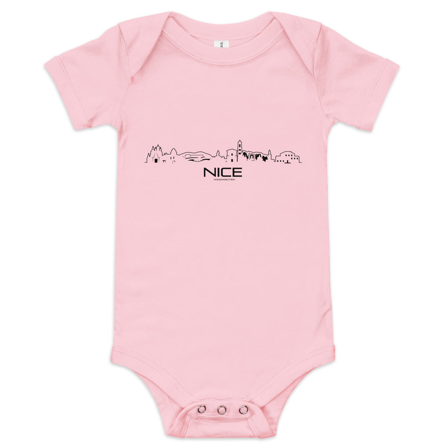 Baby Rompertje Nice Pink 3-6m houten cadeau decoratie relatiegeschenk van WoodWideCities