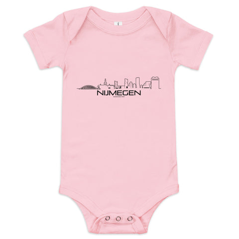 Baby Rompertje Nijmegen Pink 3-6m houten cadeau decoratie relatiegeschenk van WoodWideCities