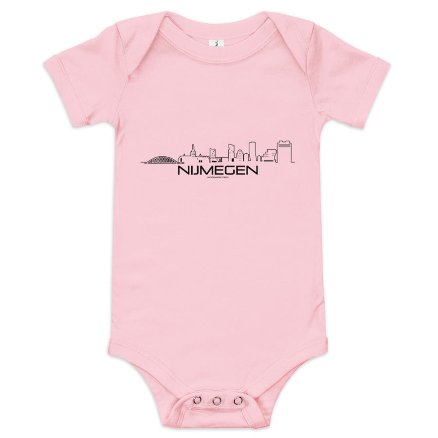 Baby Rompertje Nijmegen Pink 3-6m houten cadeau decoratie relatiegeschenk van WoodWideCities