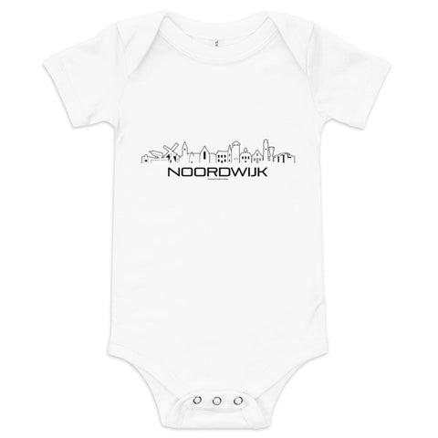 Baby Rompertje Noordwijk Wit 3-6 m houten cadeau decoratie relatiegeschenk van WoodWideCities