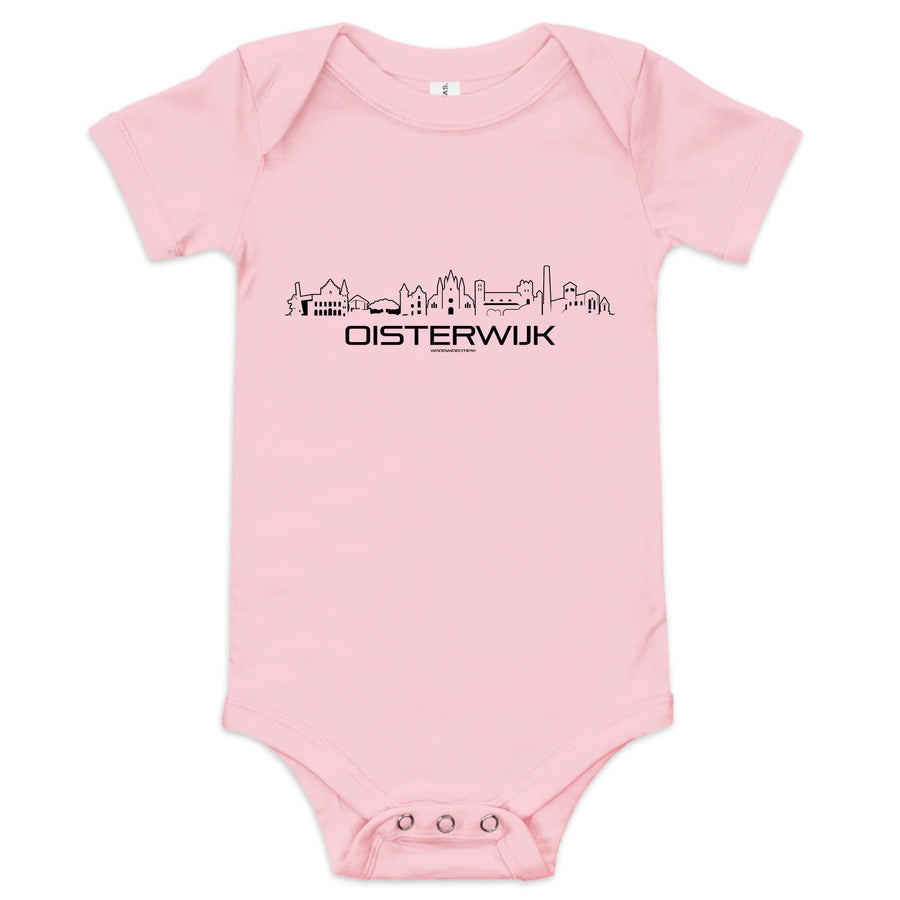 Baby Rompertje Oisterwijk uniek cadeau voor baby geboren in Oisterwijk geschenk van WoodWideCities