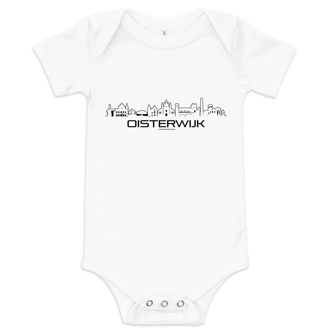 Baby Rompertje Oisterwijk uniek cadeau voor baby geboren in Oisterwijk geschenk van WoodWideCities
