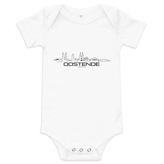 Baby Rompertje Oostende White 3-6m houten cadeau decoratie relatiegeschenk van WoodWideCities