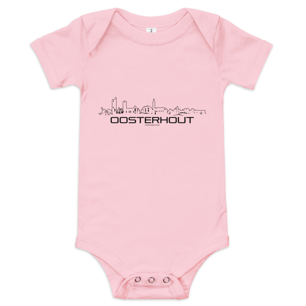 Baby Rompertje Oosterhout Pink 3-6m houten cadeau decoratie relatiegeschenk van WoodWideCities