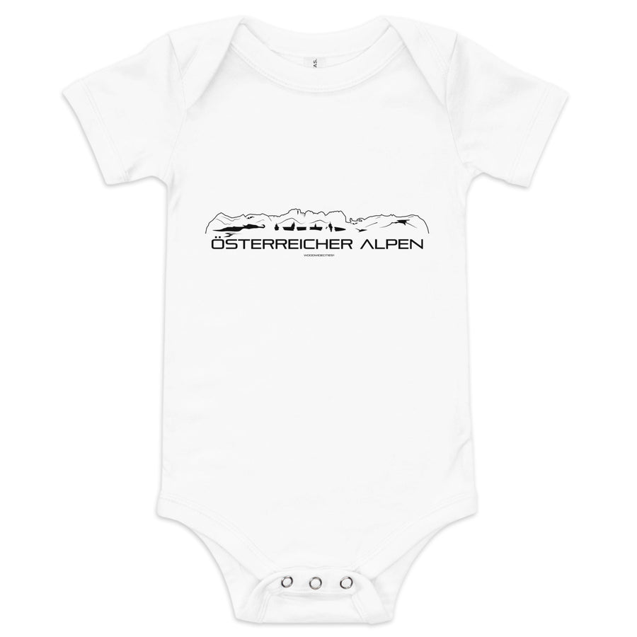 Baby Rompertje Österreicher Alpen White 3-6m houten cadeau decoratie relatiegeschenk van WoodWideCities