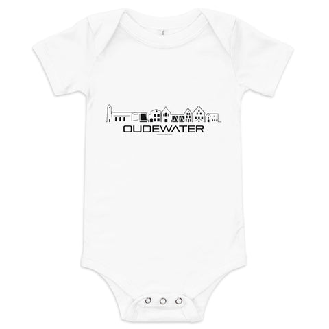 Baby Rompertje Oudewater White 3-6m houten cadeau decoratie relatiegeschenk van WoodWideCities