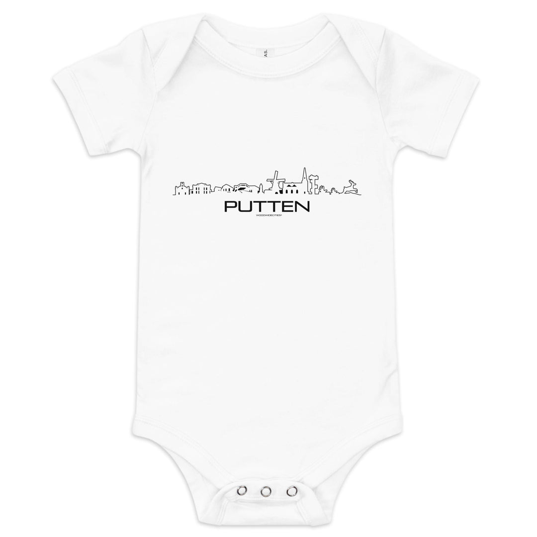 Baby Rompertje Putten White 3-6m houten cadeau decoratie relatiegeschenk van WoodWideCities