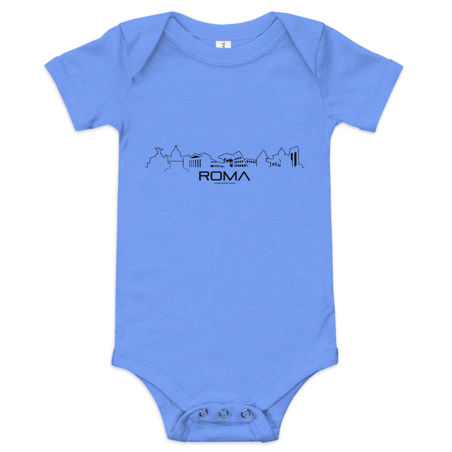 Baby Rompertje Rome Heather Columbia Blue 3-6m houten cadeau decoratie relatiegeschenk van WoodWideCities