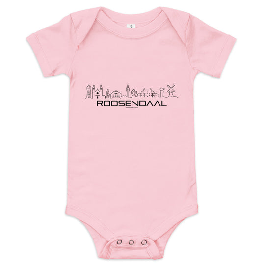 Baby Rompertje Roosendaal Pink 3-6m houten cadeau decoratie relatiegeschenk van WoodWideCities