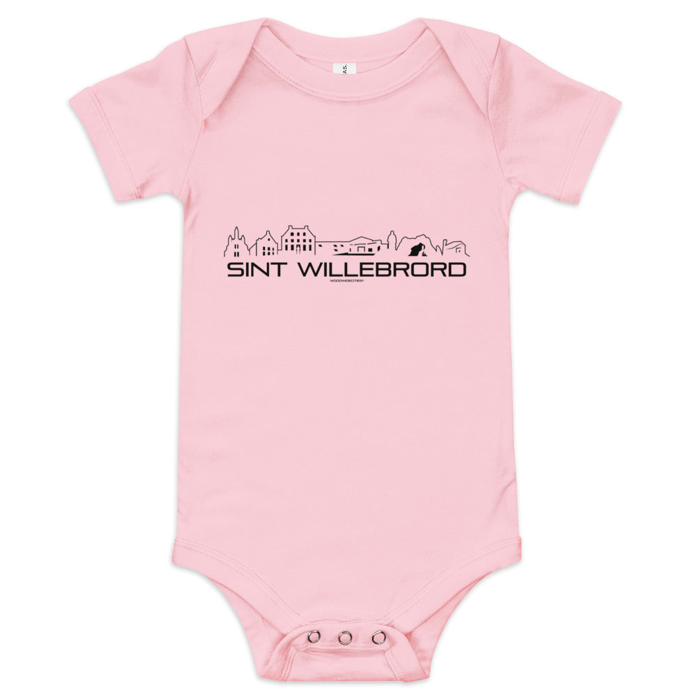 Baby Rompertje Sint Willebrord Pink 3-6m houten cadeau decoratie relatiegeschenk van WoodWideCities