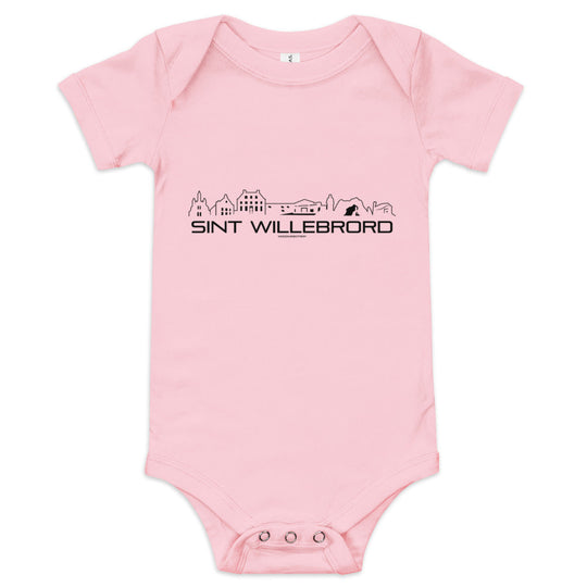Baby Rompertje Sint Willebrord Pink 3-6m houten cadeau decoratie relatiegeschenk van WoodWideCities