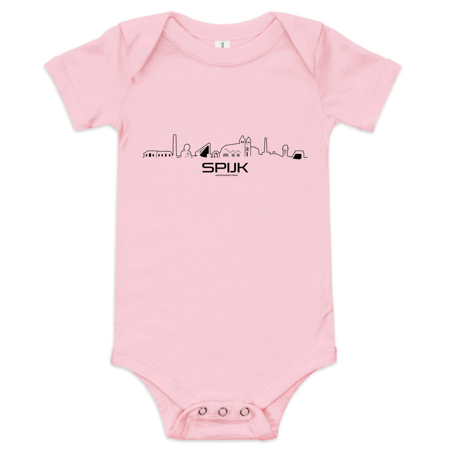 Baby Rompertje Spijk-Zevenaar uniek cadeau voor baby geboren in Spijk-Zevenaar geschenk van WoodWideCities