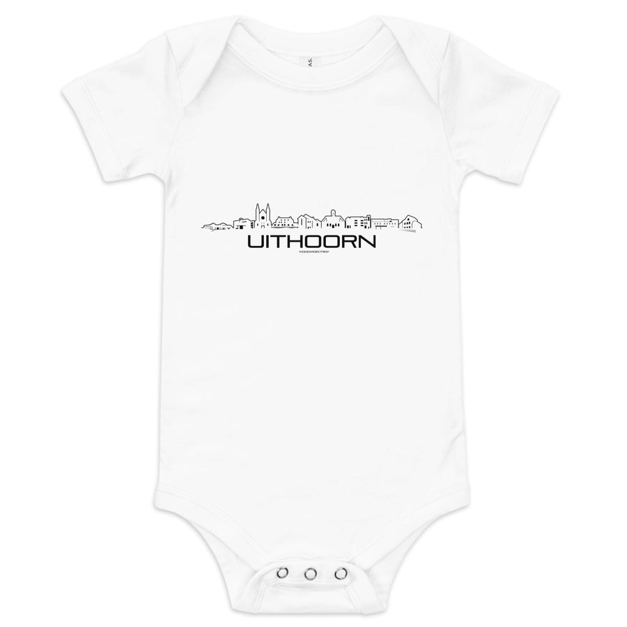 Baby Rompertje Uithoorn White 3-6m houten cadeau decoratie relatiegeschenk van WoodWideCities