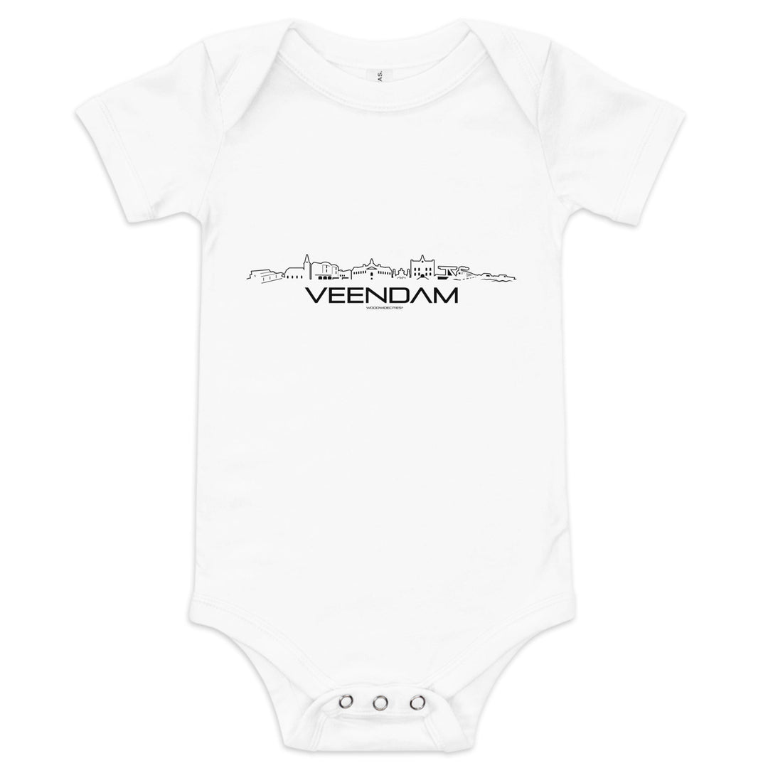 Baby Rompertje Veendam White 3-6m houten cadeau decoratie relatiegeschenk van WoodWideCities