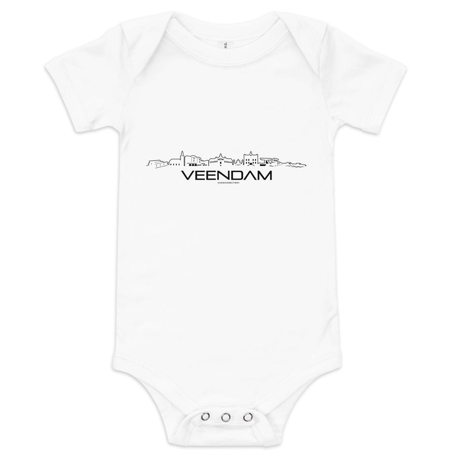 Baby Rompertje Veendam White 3-6m houten cadeau decoratie relatiegeschenk van WoodWideCities
