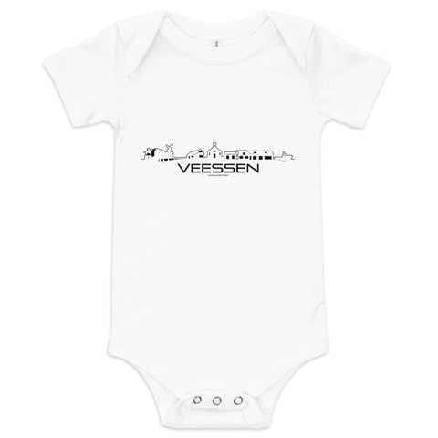 Baby Rompertje Veessen Wit 3-6 m houten cadeau decoratie relatiegeschenk van WoodWideCities