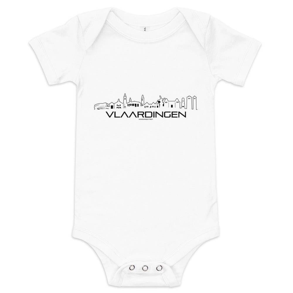 Baby Rompertje Vlaardingen White 3-6m houten cadeau decoratie relatiegeschenk van WoodWideCities