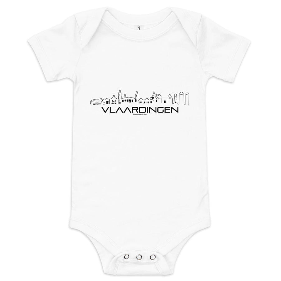 Baby Rompertje Vlaardingen White 3-6m houten cadeau decoratie relatiegeschenk van WoodWideCities