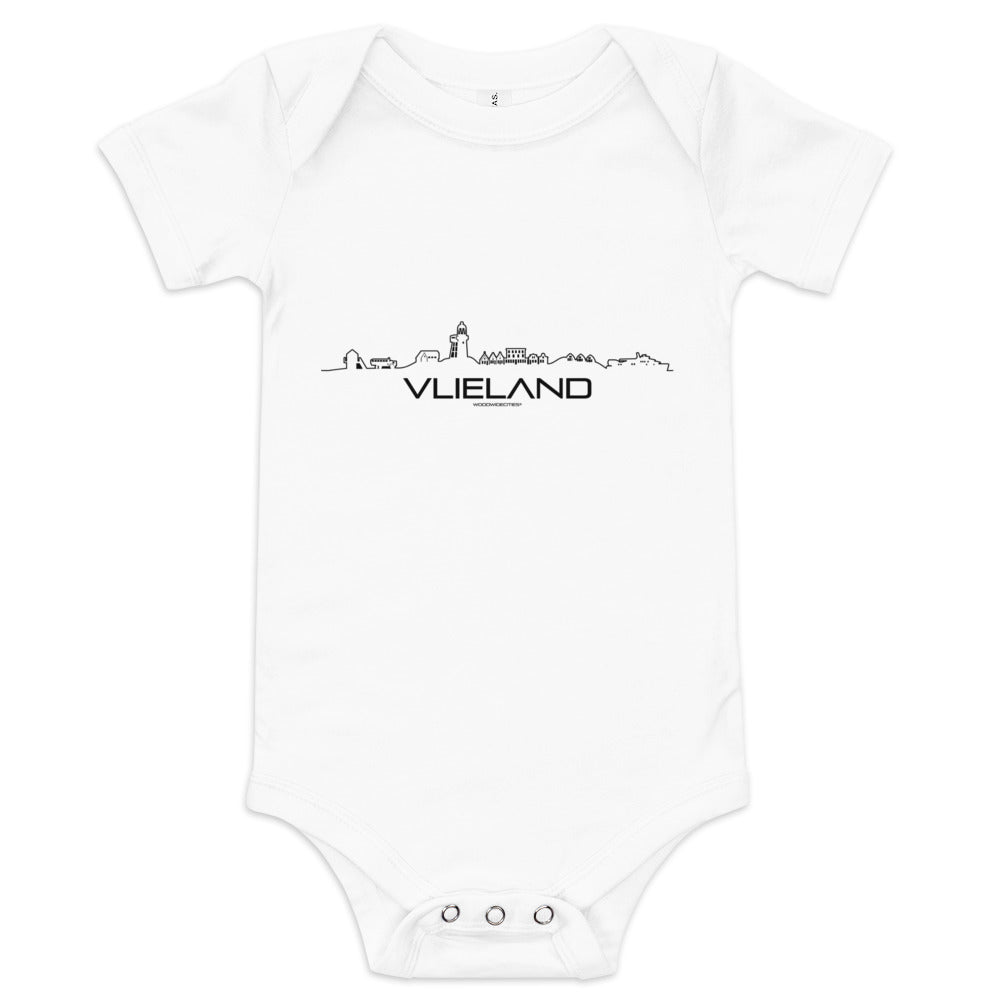 Baby Rompertje Vlieland White 3-6m houten cadeau decoratie relatiegeschenk van WoodWideCities