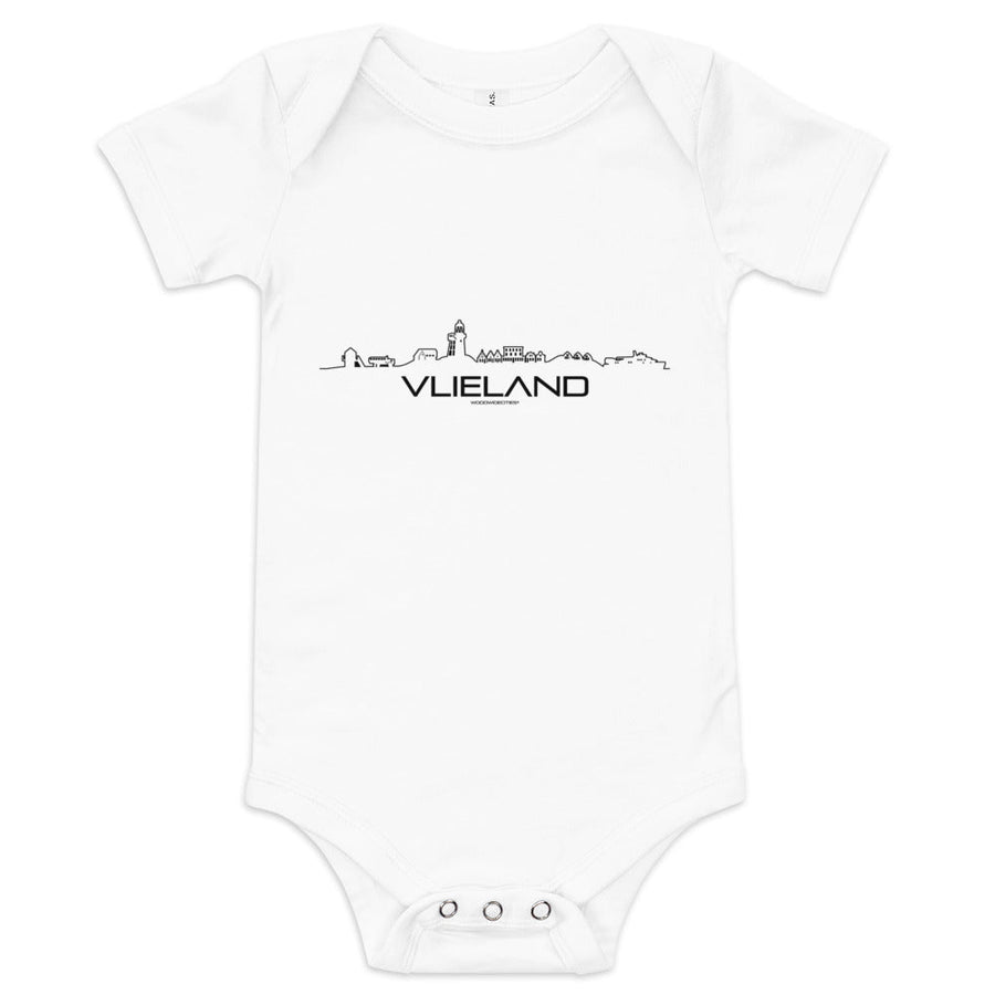 Baby Rompertje Vlieland White 3-6m houten cadeau decoratie relatiegeschenk van WoodWideCities
