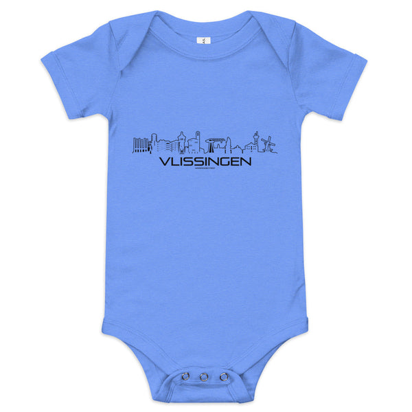 Baby Rompertje Vlissingen Heather Columbia Blue 3-6m houten cadeau decoratie relatiegeschenk van WoodWideCities