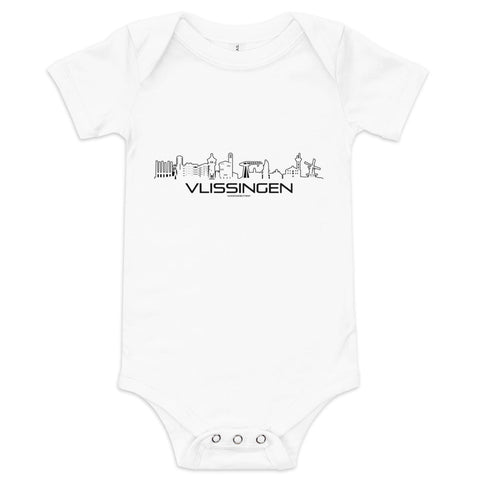 Baby Rompertje Vlissingen White 3-6m houten cadeau decoratie relatiegeschenk van WoodWideCities