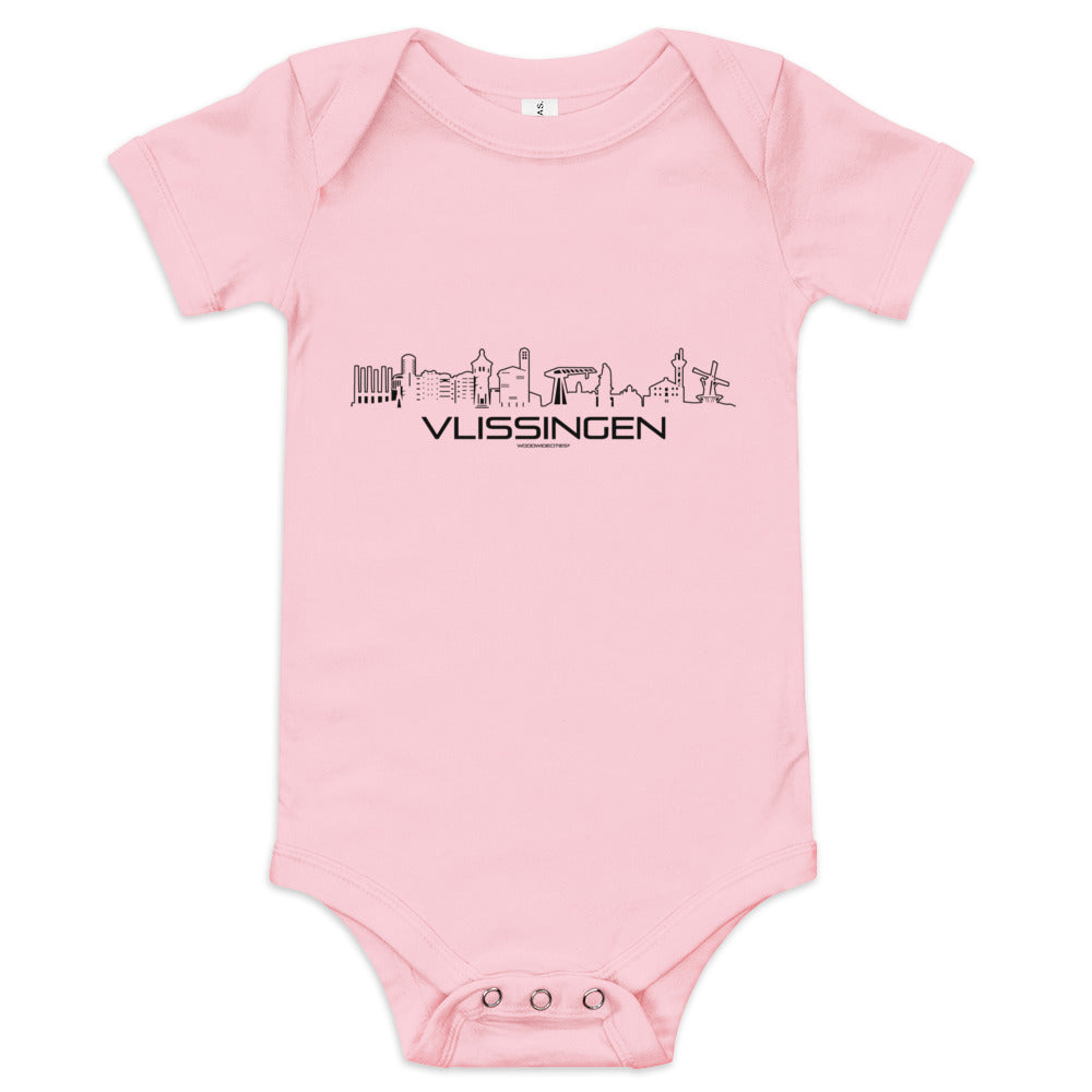 Baby Rompertje Vlissingen Pink 3-6m houten cadeau decoratie relatiegeschenk van WoodWideCities