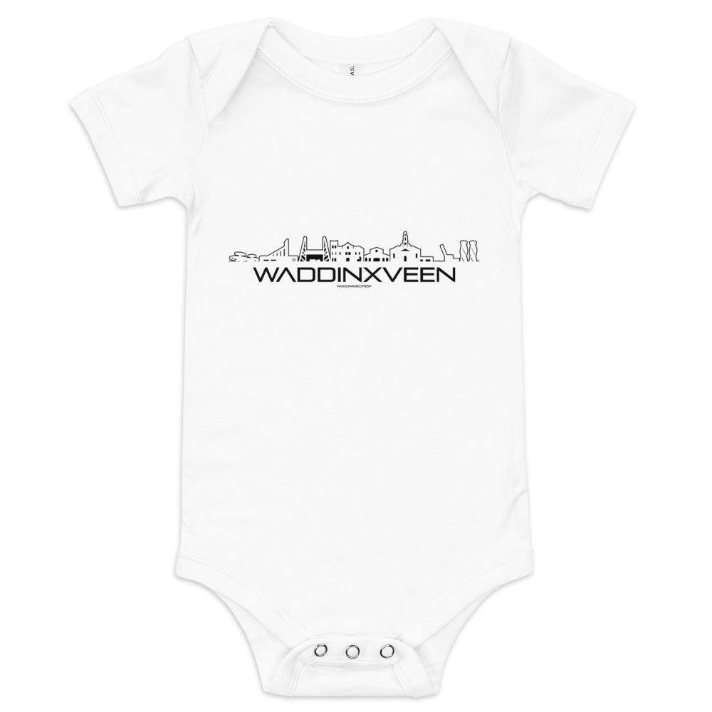 Baby Rompertje Waddinxveen White 3-6m houten cadeau decoratie relatiegeschenk van WoodWideCities