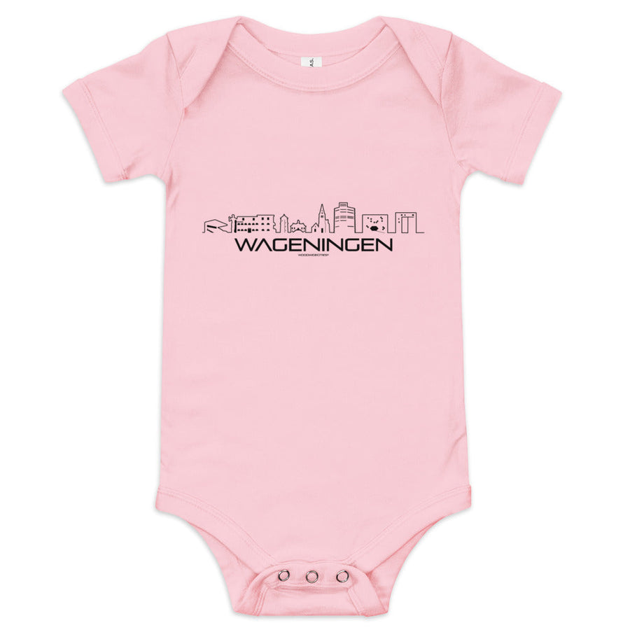 Baby Rompertje Wageningen Pink 3-6m houten cadeau decoratie relatiegeschenk van WoodWideCities