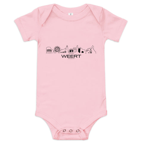 Baby Rompertje Weert Pink 3-6m houten cadeau decoratie relatiegeschenk van WoodWideCities