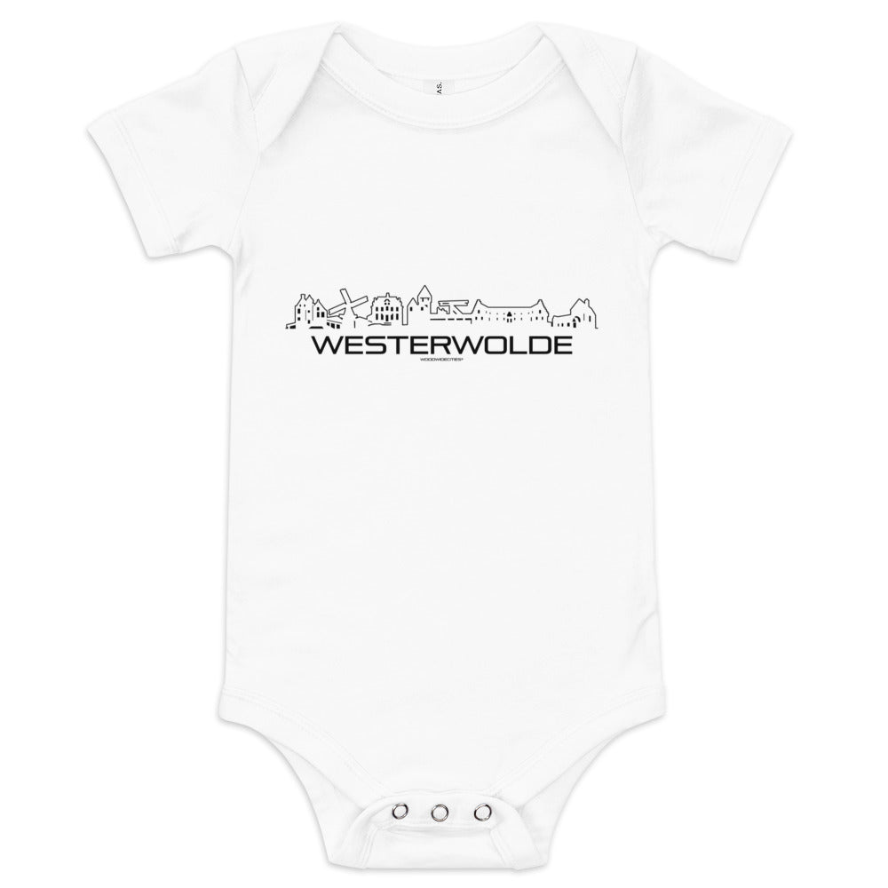 Baby Rompertje Westerwolde White 3-6m houten cadeau decoratie relatiegeschenk van WoodWideCities
