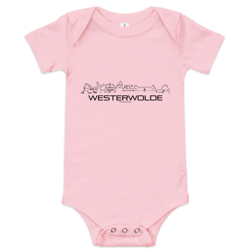 Baby Rompertje Westerwolde Pink 3-6m houten cadeau decoratie relatiegeschenk van WoodWideCities